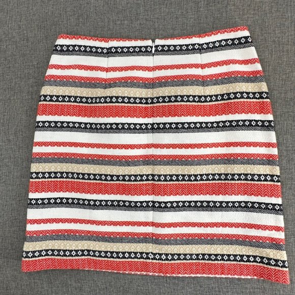 LOFT Woven Skirt‎ Striped Size 6 Shell: 100% Cotton Lined Zipper Closure Boho - Picture 10 of 12